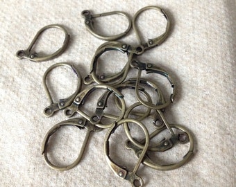 Antiqued Brass Lever Back Ear Wires Destash 15 Pairs
