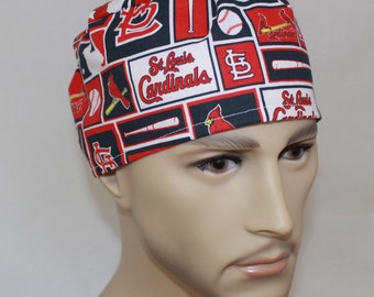St. Louis Cardinals,Men's Surgical Scrub Cap,Chemo Cap, Doctor's Scrub Hat,Biker's Hat, Vet, Tech's