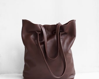 Espresso Brown Leather Tote / Nappa Leather Tote Bag / Dark Brown Tote Bag / Leather Handbag / Brown handbag / Leather bag /Brown purse