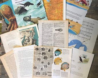 Mermaid Themed Bits & Bobs Mixed Media Junk Journal Scrapbook Inspiration Pack