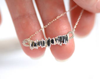 Raw Black Kyanite Bar Necklace. Kyanite Necklace. Kyanite Bar Necklace. Rough Kyanite Necklace. Raw Kyanite Necklace. Bar Necklace.