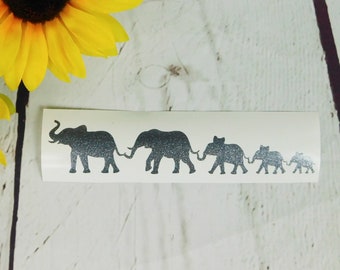 Family Car Decal Car Decal Elephant Car Decal Family Decal Family Car Sticker Elephant Decal Stick Figure Family Glitter Decal Family