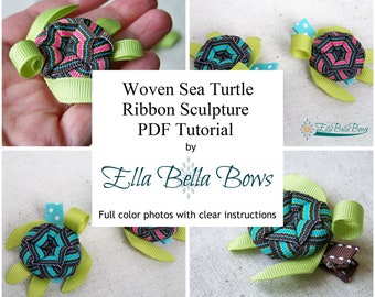 Sale Price ** Instant Download, Woven Sea Turtle Ribbon Sculpture TUTORIAL in PDF