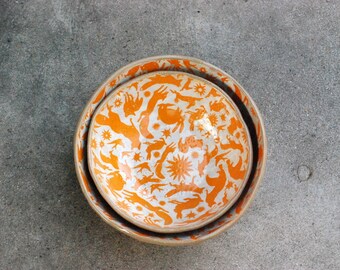 Ceramic serving bowls set, Housewarming gift, Decorative bowls, Anniversary gifts, Handmade pottery, Wedding gifts, pottery bowls, Fox bowl