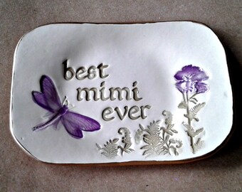 Ceramic MIMI Trinket Dish edged in gold Mothers Day Gift
