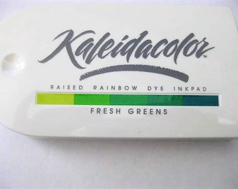 Craft Supplies ~ Kaleidacolor Ink Pad 'Fresh Greens' Used Light Dark Green