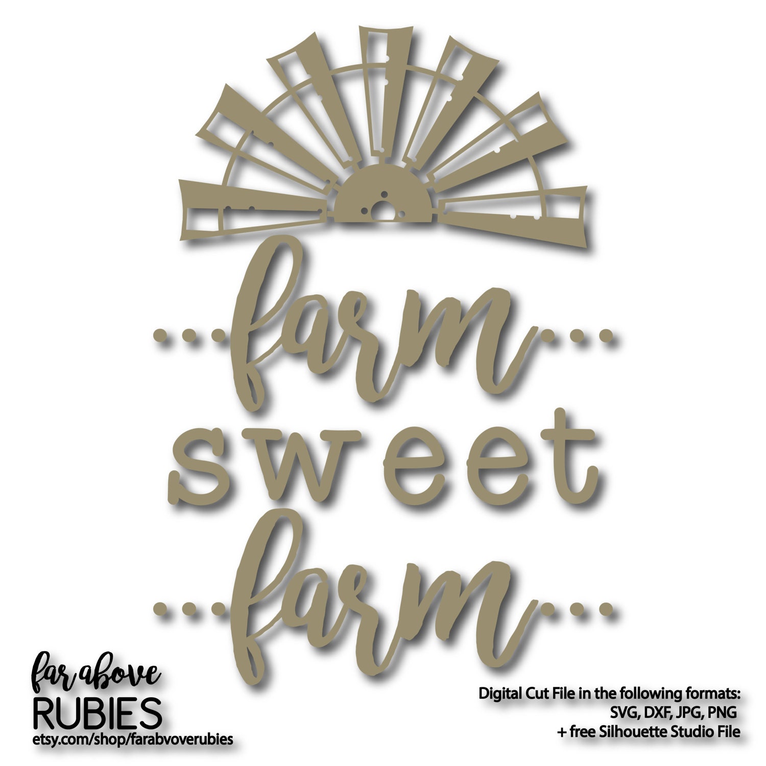 Farm Sweet Farm with Windmill Blades Rustic Farmhouse SVG