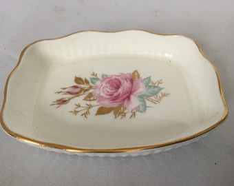 Royal Adderley pin dish , bone china , floral design , vintage collectables , floral decoration , pin tray , fluted design , bone china dish