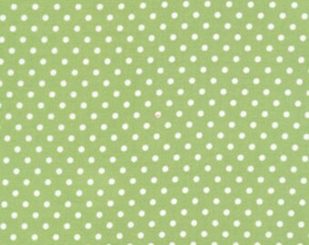 Tanya Whelan - Delilah - Delilah Dots in Green - green white polka dot cotton quilting fabric - HALF YARD cut