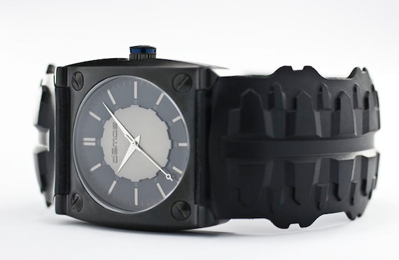 Sons of Anarchy / Mayans MC style - Tire TREAD wristwatch - Tread w/ Matte Black colored case