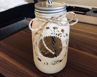 Hand painted mason jar water bottle