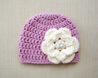 New born Baby girl hat Newborn girl hat Crochet newborn hat Girl newborn winter hat Newborn girl Photo prop Newborn beanie Infant girl hat