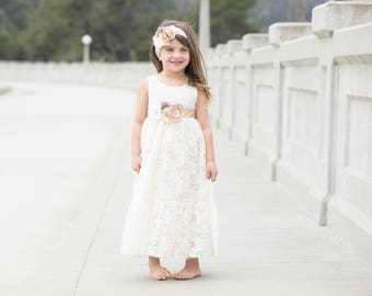 flower girl dress, lace flower girl dresses, ivory flower girl dress, rustic flower girl, country flower girl, champagne flower girl, baby