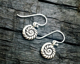 Hill Tribe Silver spiral tribal earrings