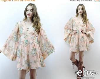 Angel Sleeve Dress Bell Sleeve Dress Hippie Wedding Dress Hippie Dress Hippy Dress 1970s Dress 70s Dress Boho Dress Festival Dress S