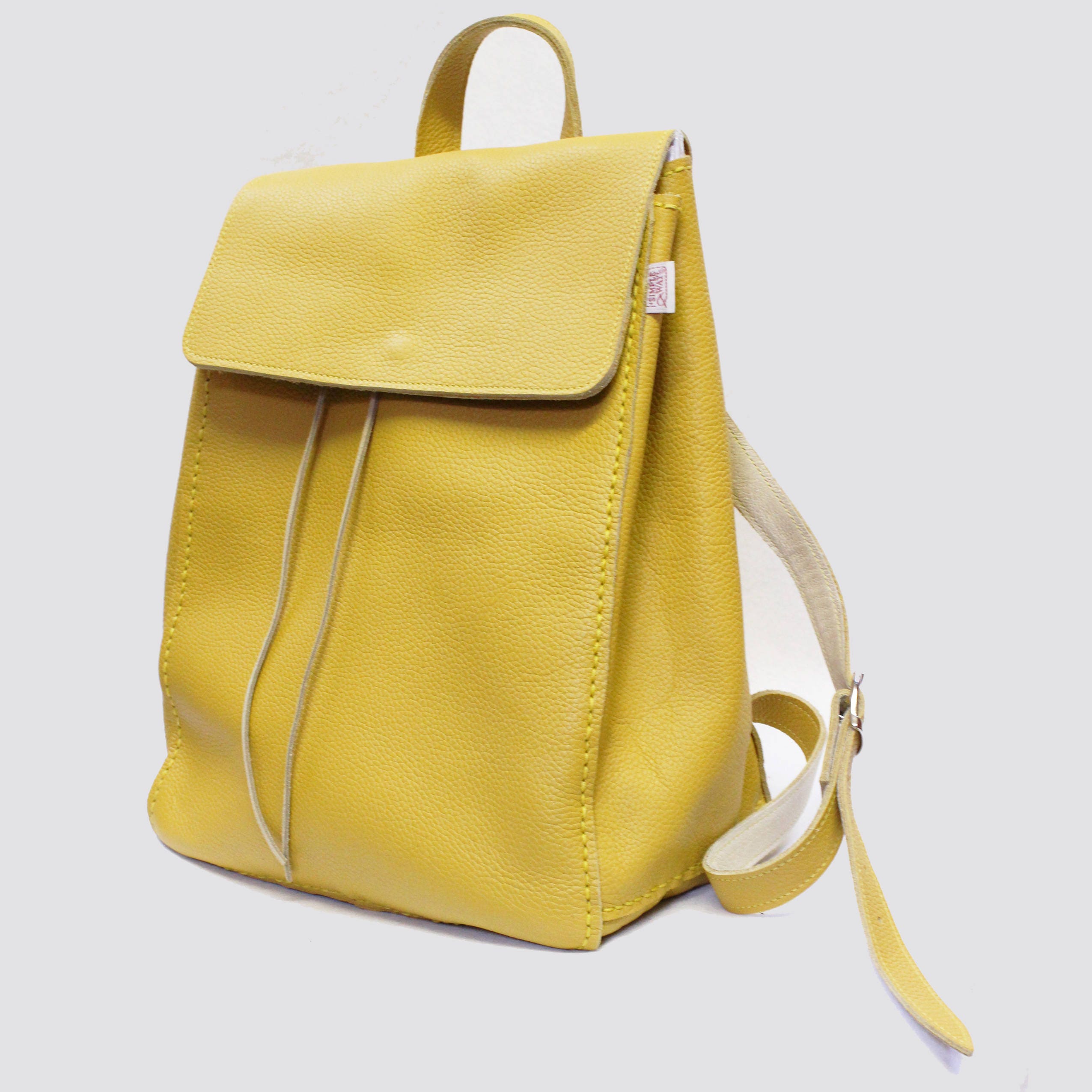 Yellow Backpack Leather Backpack Leatehr Rucksack