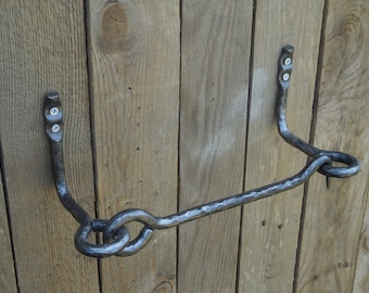Hand forged toilet paper holder, Wrought iron, Blacksmith, Bathroom decor