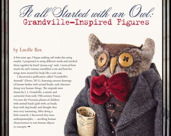 Prims folk art owl standing owl Banker owl wool owl make do HAFAIR ofg faap lucys lazy dayz