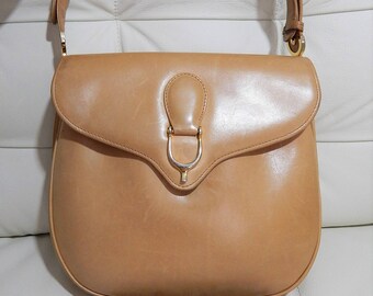 Authentic GUCCI-Supple Camel Calfkin Leather-Equestrian Horse bit-Double Sided Purse-Convertible-Leather Lined