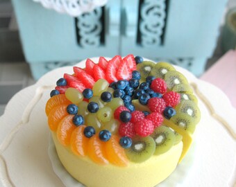 Barbie dollhouse miniature food/ Fruit Cheesecake /doll food 1:6 scale