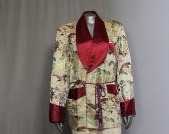 Fifties Silk Brocade Finely Tailored Funahasi Smoking Jacket Classic Style