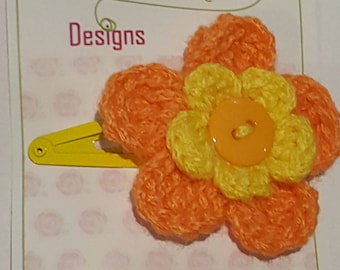 yellow and orange flower hair clip