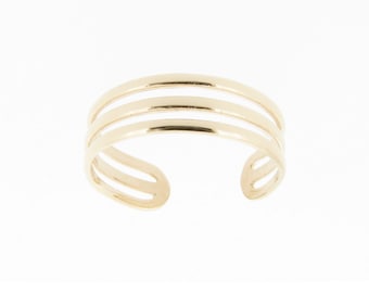 9ct Yellow Gold Triple Band Design Toe Ring