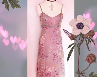 90s ANNA SUI Dress - Anna Sui Silk Dress - Vintage 90s Dress, Anna Sui Dress - Vintage Floral Dress - Summer Dress - 90s Clothing Anna Sui