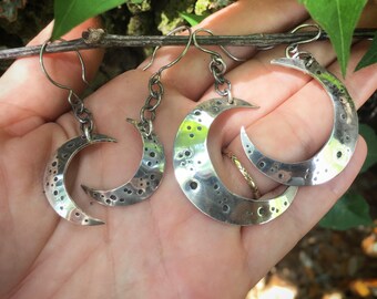 Crescent Moon Earrings / Moon Earrings / Moon Jewelry / Crescent Moon / Earrings / Artisan Made / Sterling Earrings