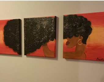 3 Piece Afro Hair Painting