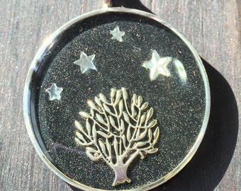 Trees Under the Stars Resin Necklace