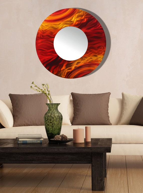 Red Orange Yellow Modern Metal Wall Art Mirror Large   Il 570xN.888684522 Nipw 