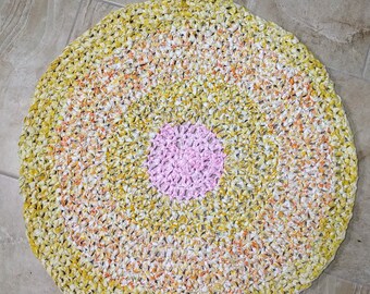 Round Crochet Rag Rug "Here Comes the Sun"