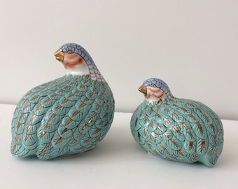 pair of hand painted Chinese quail birds