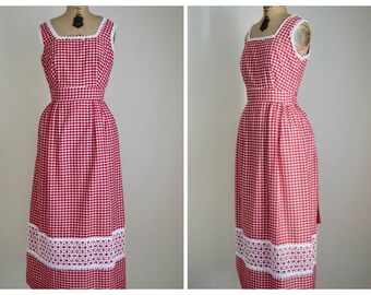 Vintage 70s Maxi Dress | 1970s Gingham Dress