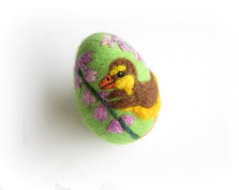 Easter Egg,Felted Egg,Needle felted Ornament,Spring Ornament,Easter egg with Duckling,