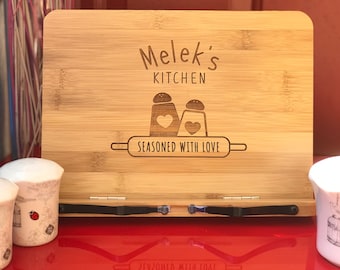 Personalized Book Stand, Custom Wooden Cookbook Stand, Recipe Book Stand, Ipad, Iphone Stand, Recipe Book Holder, Kitchen Decor, Unique Gift