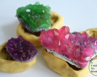 Geode silicone mold set, three sizes. Molds to make geode soap, or for cake decorating, geode birthday parties, or rock soap
