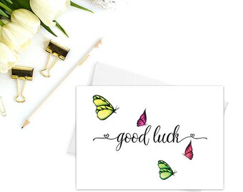 Good luck card, Greeting cards blank inside, Greeting cards handmade, Butterfly cards, Cute stationery, Good luck gifts