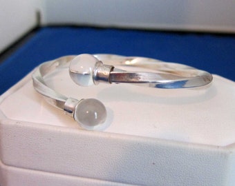 Vintage Pools of Light Rock Quartz Orb Flexible Italian Sterling Bracelet