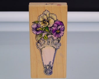 Pansy Fan Stamp Cynthia Hart Design Rubber Stampede 2885F Stamp Wood Mounted Stamps Illustrations Postcards Crafters Scrapbooking