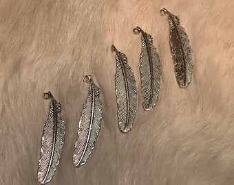 Antique Silver Feather Pendant