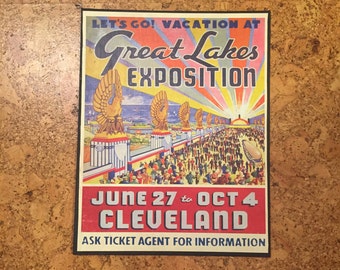 Cleveland Canvas Print - Great Lakes Exposition Travel Poster - 11x14
