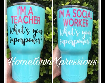 Teacher or social worker superpower decal for car, yeti, tumbler, mug, laptop, tablet, etc