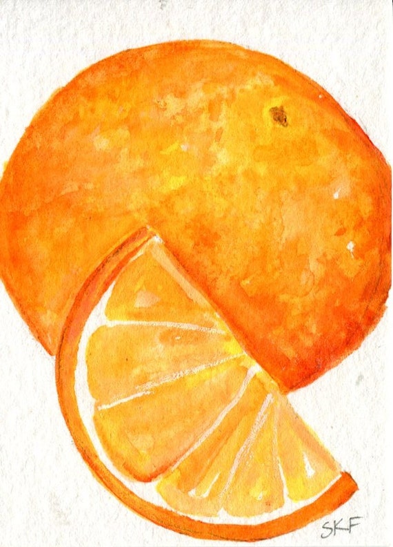 Items similar to Oranges ACEO Original Watercolors Paintings , Citrus ...