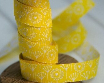 Yellow floral Ribbon farbenmix 15mm by the yard