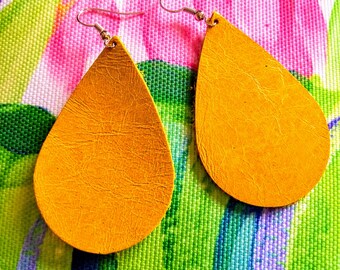 Large Leather Sunflower Teardrops
