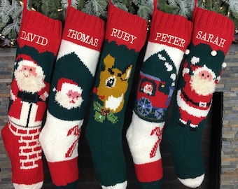Christmas Stockings Personalized Hand Knit Wool Stockings