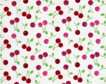 Cherry Flannel, Cherries Fabric By The Yard, Fabric BTY, Craft Fabric, Quilting Fabric, Flannel Fabric, Cotton Fabric, Baby Fabric