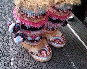 Gehaakte funky sloffen funky boots (Dutch patroon/pattern)